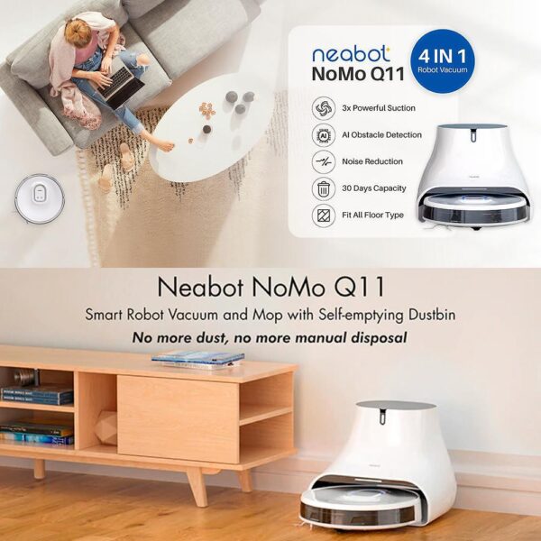 Neabot NoMo Q11 - Прахосмукачка робот със скрит лазер и автоматичен контейнер за отпадъци