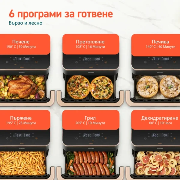 В нашия магазин ще откриете богато разнообразие от Eър фраери (air fryer). Разгледайте Фритюрник с горещ въздух Cosori Dual Blaze TwinFry и поръчайте сега!